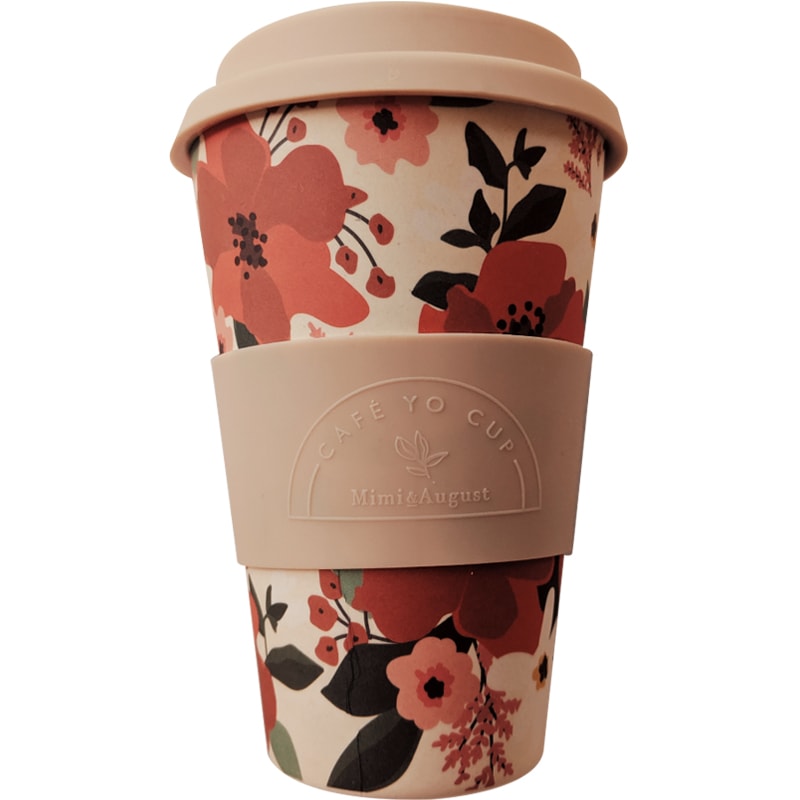 Mimi &amp; August Hello Floral Cafe Yo - Bamboo Reusable Cup