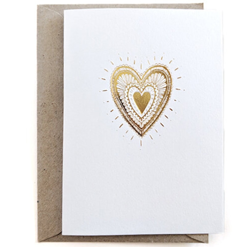 The Little Press Embossed Gold Foil Heart Greeting Card with envelope