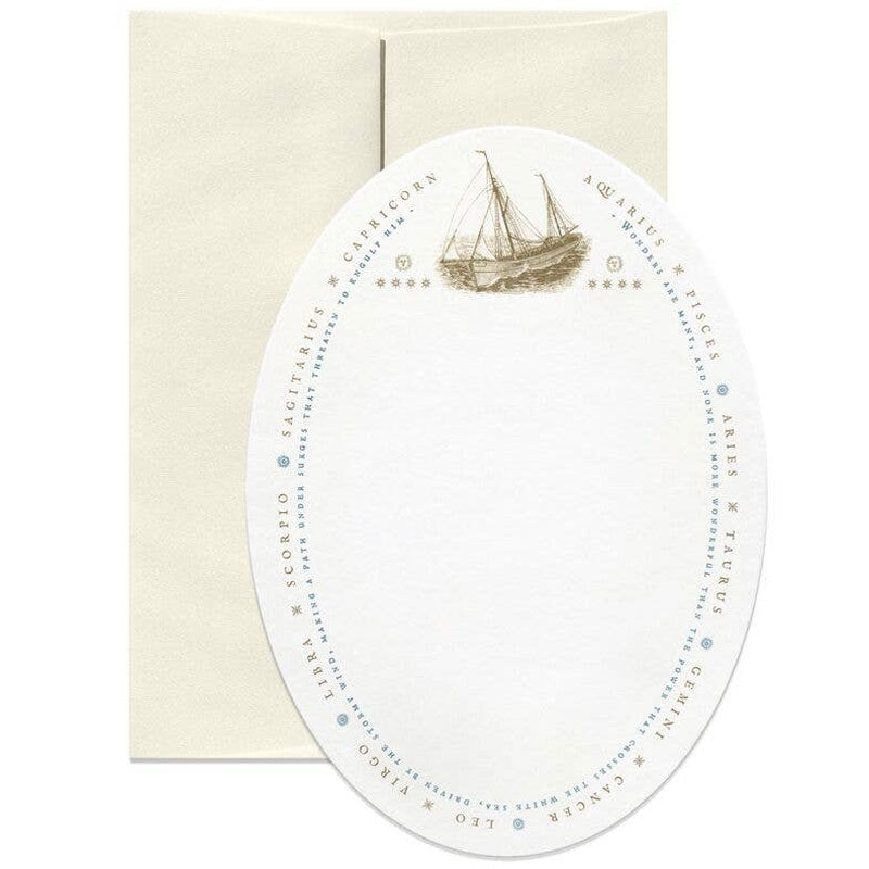 Open Sea Sailing Oval Greeting Card with envelope
