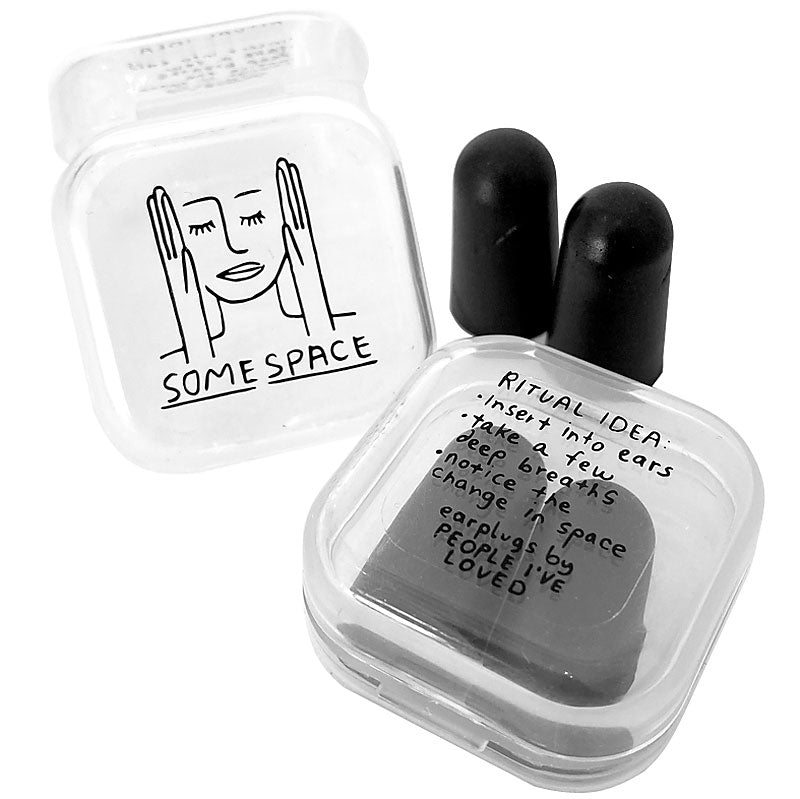 People I’ve Loved Some Space Ear Plugs - 1 pr with case and showing directions on bottom of case