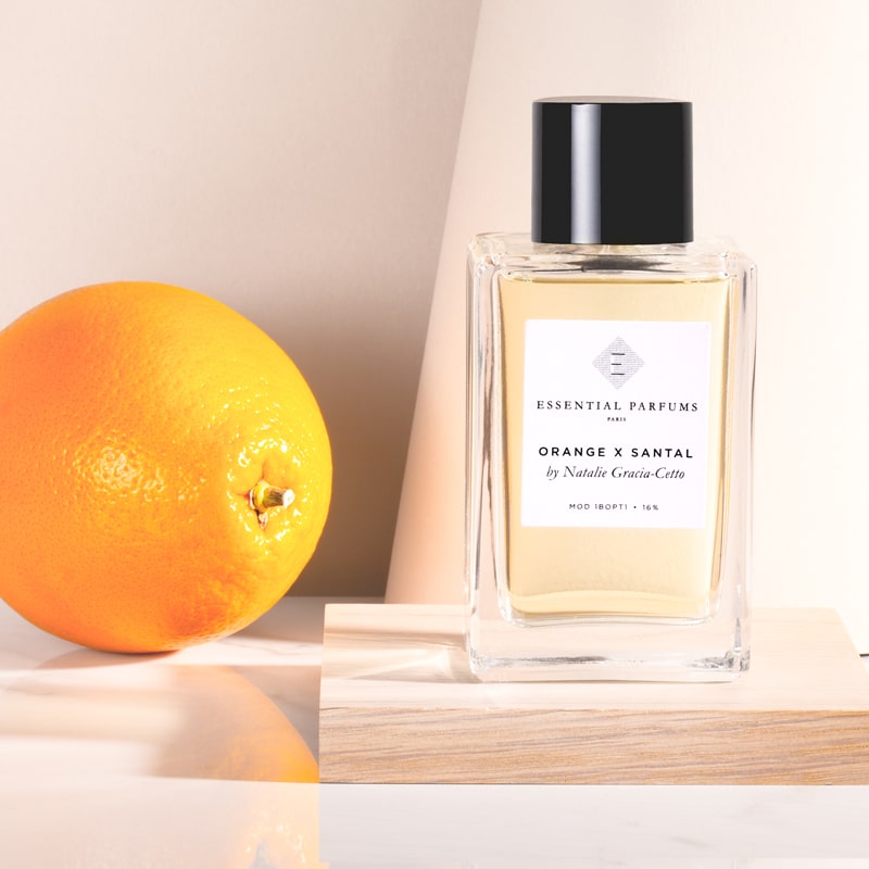 Essential Parfums Orange X Santal Perfume by Natalie Gracia Cetto pictured with primary note