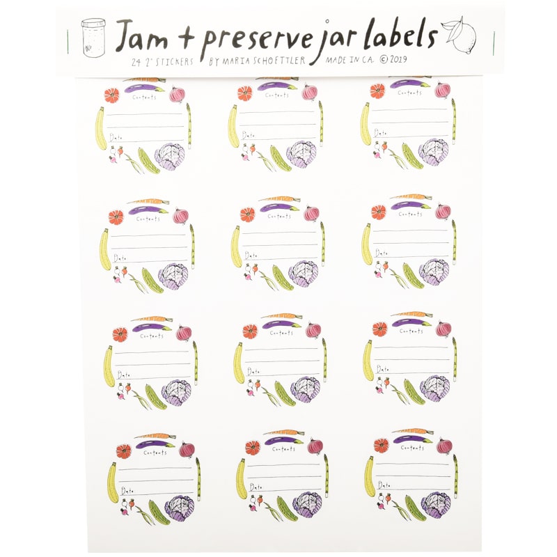 Maria Schoettler Jam & Preserve Jar Labels: Veggie as packaged (2 sheets of 12 labels each)