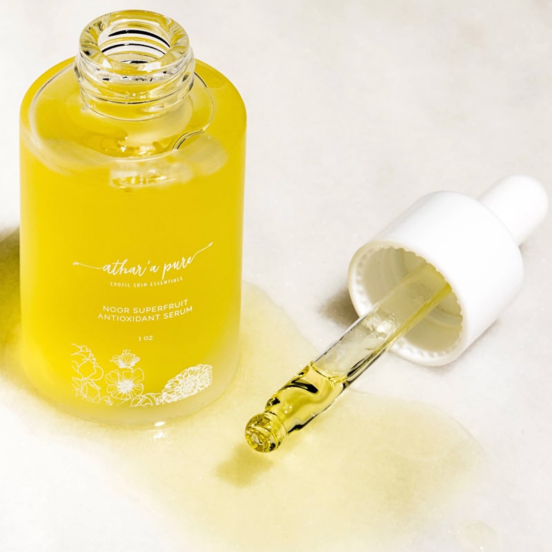 Athar’a Pure Noor Superfruit Antioxidant Facial Oil with dropper to the side