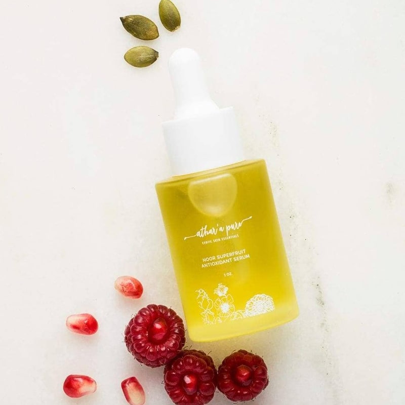 Athar’a Pure Noor Superfruit Antioxidant Facial Oil with ingredients