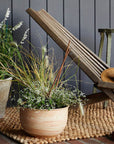 The Floral Society Sage, Coffee, Cinnamon Leaf & Cedarwood Outdoor Incense shown placed in planter (not included)