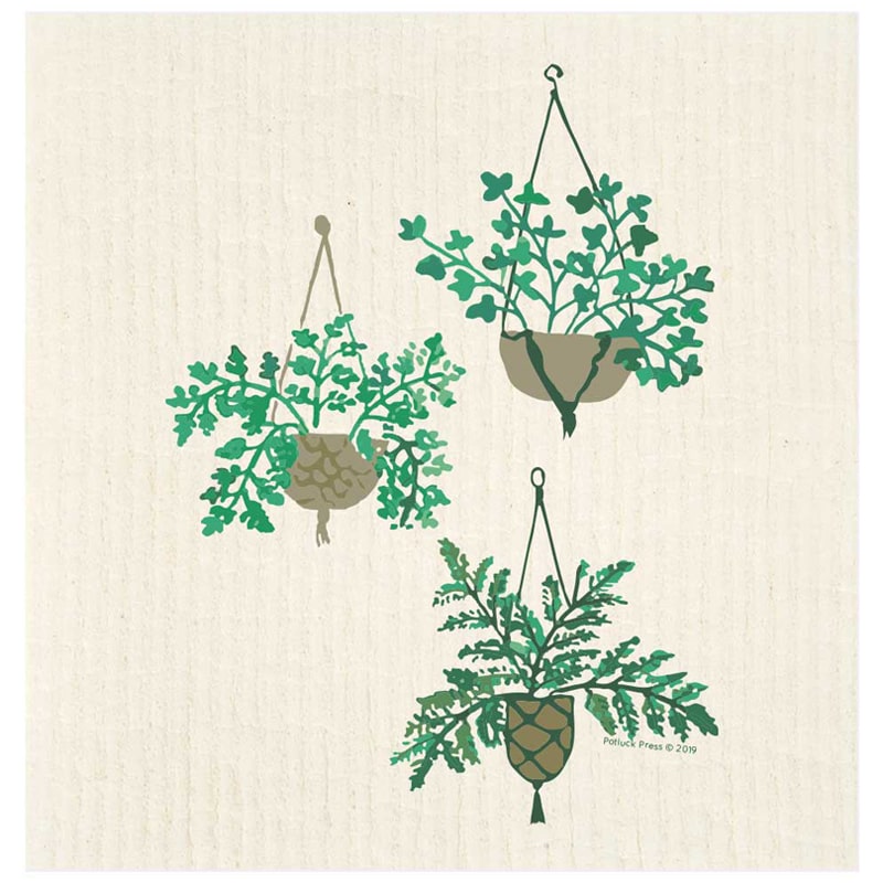 Potluck Press Hanging Plants Swedish Dishcloth