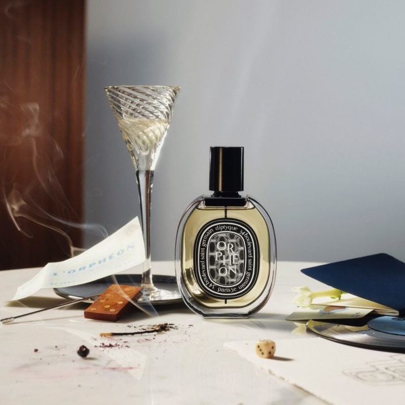 Lifestyle shot of Diptyque Orpheon Eau de Parfum (75 ml) bottle
