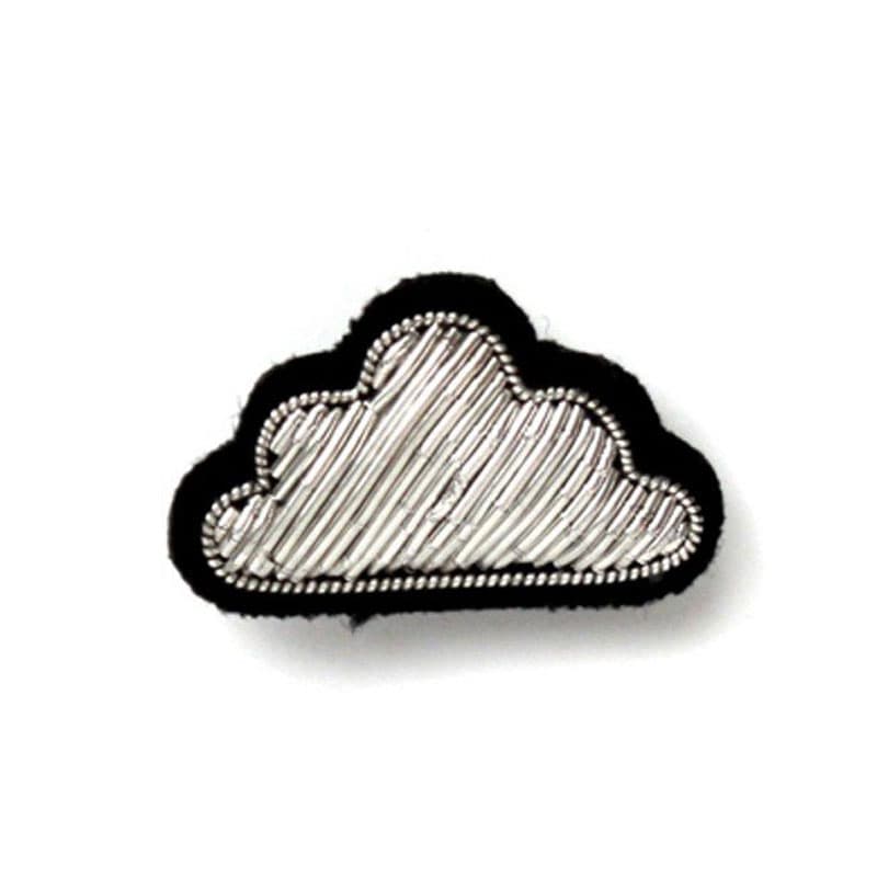 Macon &amp; Lesquoy Hand Embroidered Small Silver Cloud Pin