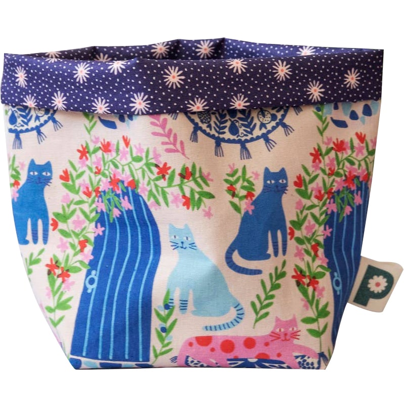 Push Design Store Organic Cotton Small Storage Basket/Plant Pot Cover - Blue Daisy (1 pc)
