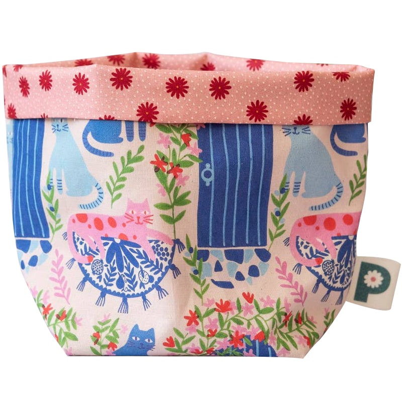 Push Design Store Organic Cotton Small Storage Basket/Plant Pot Cover - Pink Daisy (1 pc)