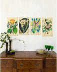 Lazybones Iris Organic Cotton Wall Hanging shown with other wall hangings - each sold individually