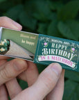 Marvling Bros Ltd Happy Birthday Folk Art Mini Bouquet In A Matchbox showing open box in model's hands