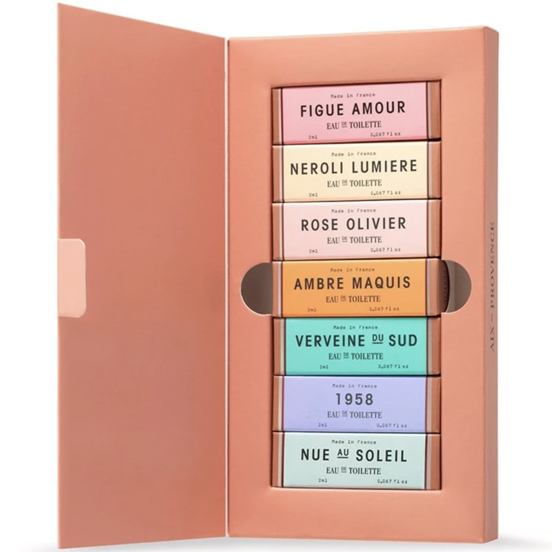 Bastide Les Sept Merveilles Fragrance Discovery Set open box showing all scents included