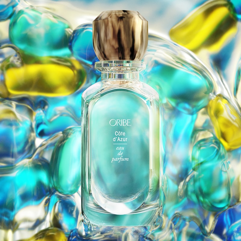 Oribe Cote d&#39;Azur Eau de Parfum - Beauty shot with colorful background