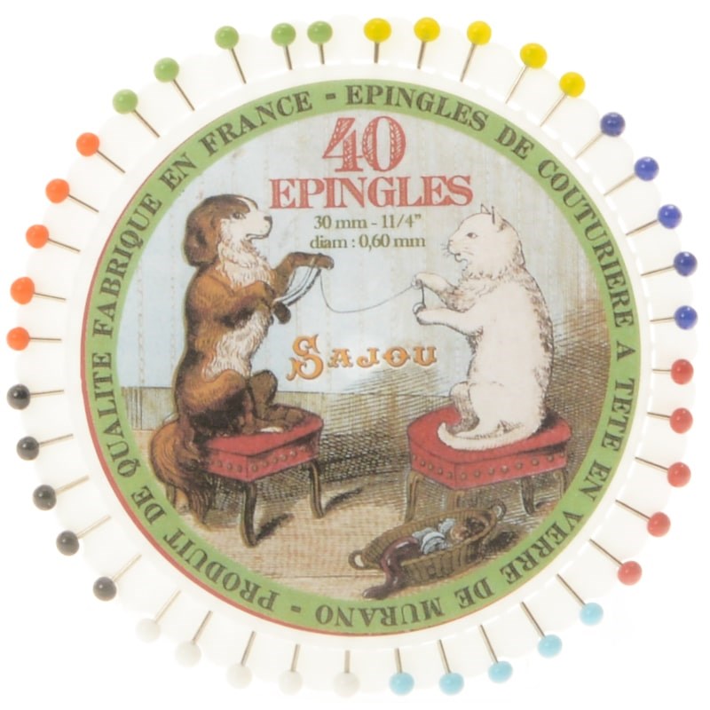 Sajou Rosette Cat and Dog Glass Headed Pins (40 pcs)