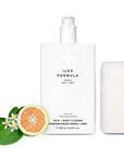 Iles Formula Hair + Body Cleanse pictured with sponge and fruit/leaves