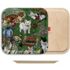Avenida Home Les Chats Square Birch Wood Tray displaying the front and back side