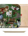 Avenida Home Les Chats Square Birch Wood Tray displaying the front and back side