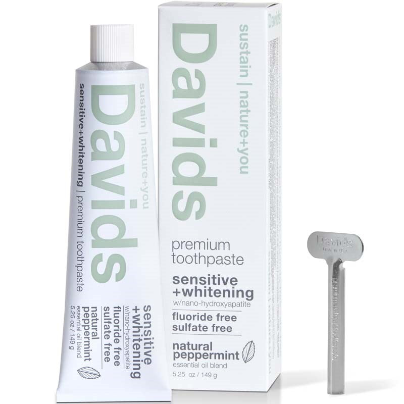 Davids Premium Toothpaste - Sensitive + Whitening Nano-Hydroxyapatite (5.25 oz) with box and metal key