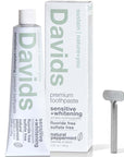 Davids Premium Toothpaste - Sensitive + Whitening Nano-Hydroxyapatite (5.25 oz) with box and metal key