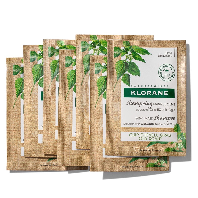 Klorane 2-in-1 Mask Shampoo showing packets out of box