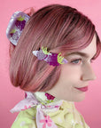Centinelle Raspberry Medley Hair Barrette - in model's hair, also shows Raspberry Hair Claw sold separately