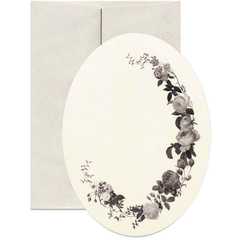 Open Sea Dark Roses Oval Greeting Card with envelope