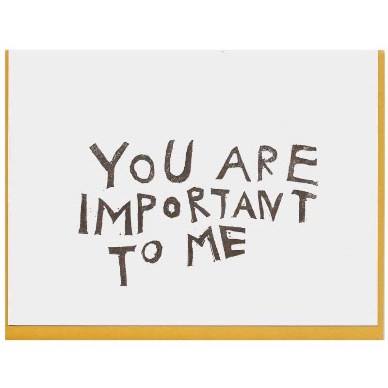 Rani Ban Co You Are Important To Me Card (1 pc) with mustard color envelope