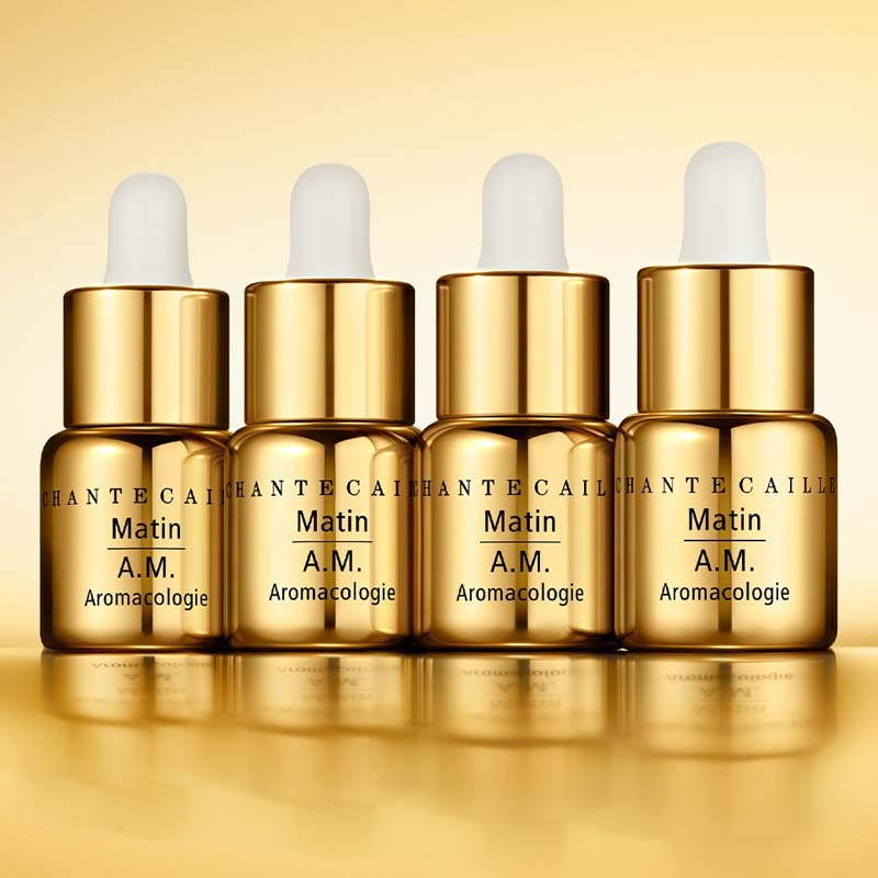 Chantecaille Gold Recovery Intense Concentrate A.M. displaying all 4 bottles