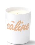 Kerzon Fragranced Candle Maille Caline (Violet & Cotton) showing "caline" side of candle