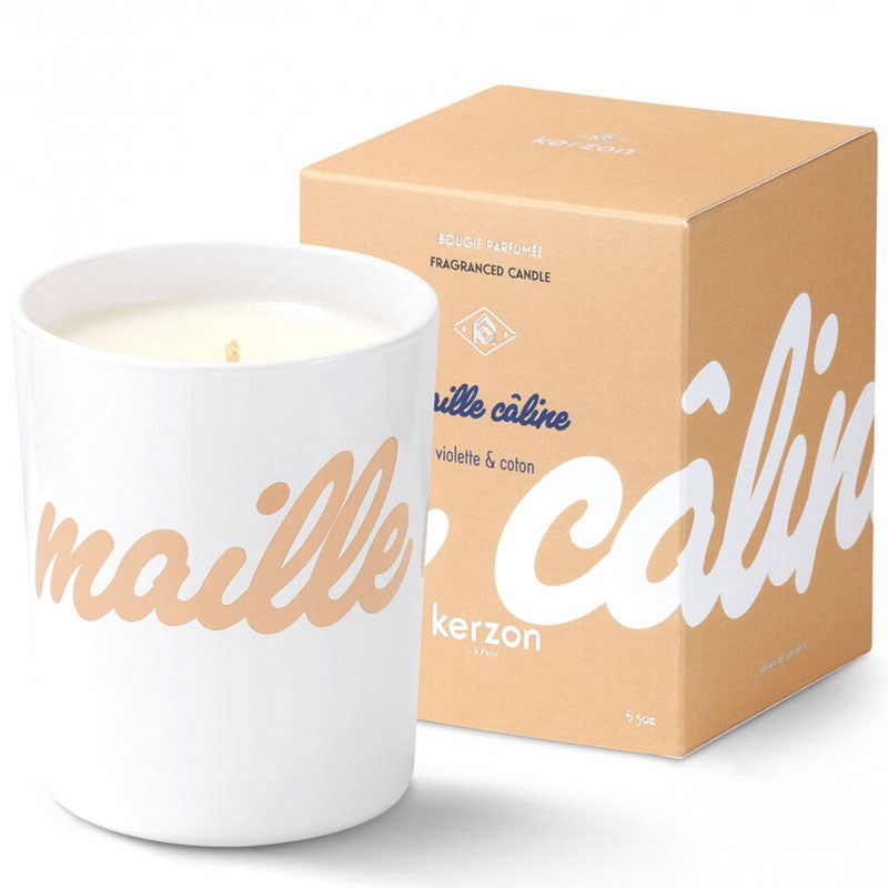 Kerzon Fragranced Candle Maille Caline (Violet &amp; Cotton) (6.5 oz) with box