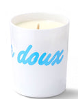 Kerzon Fragranced Candle Giga Doux (Cedar & Sandalwood) showing "doux" side of candle
