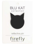 BLU KAT Reflective Pin displayed in packaging