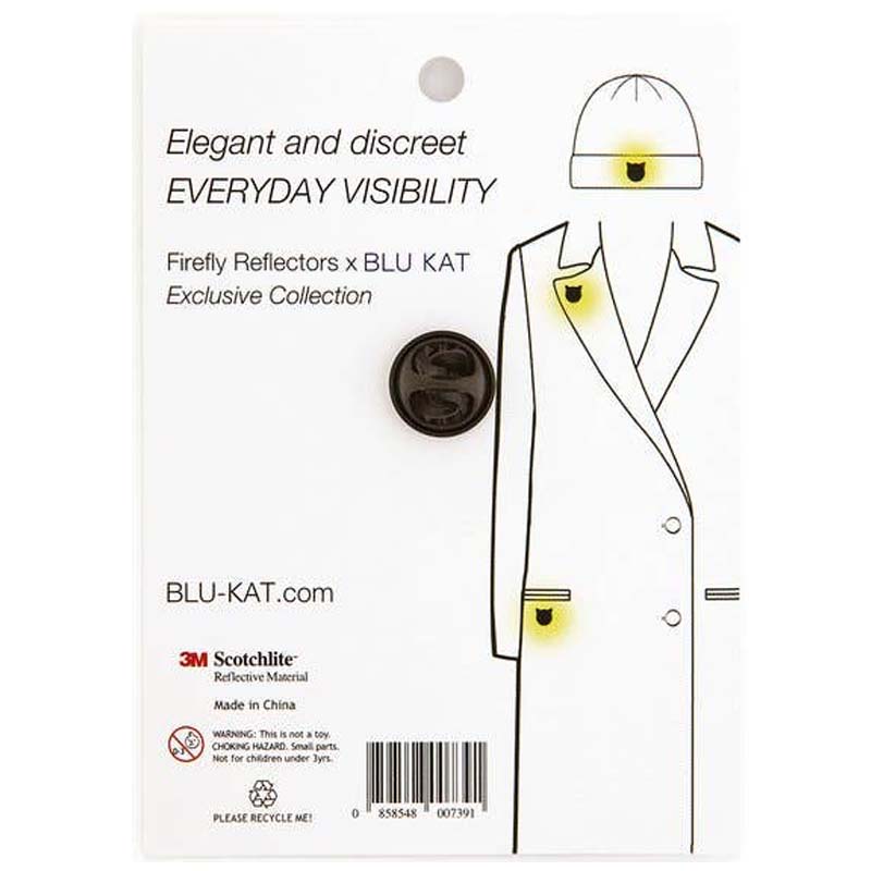 BLU KAT Reflective Pin displaying back side of packaging