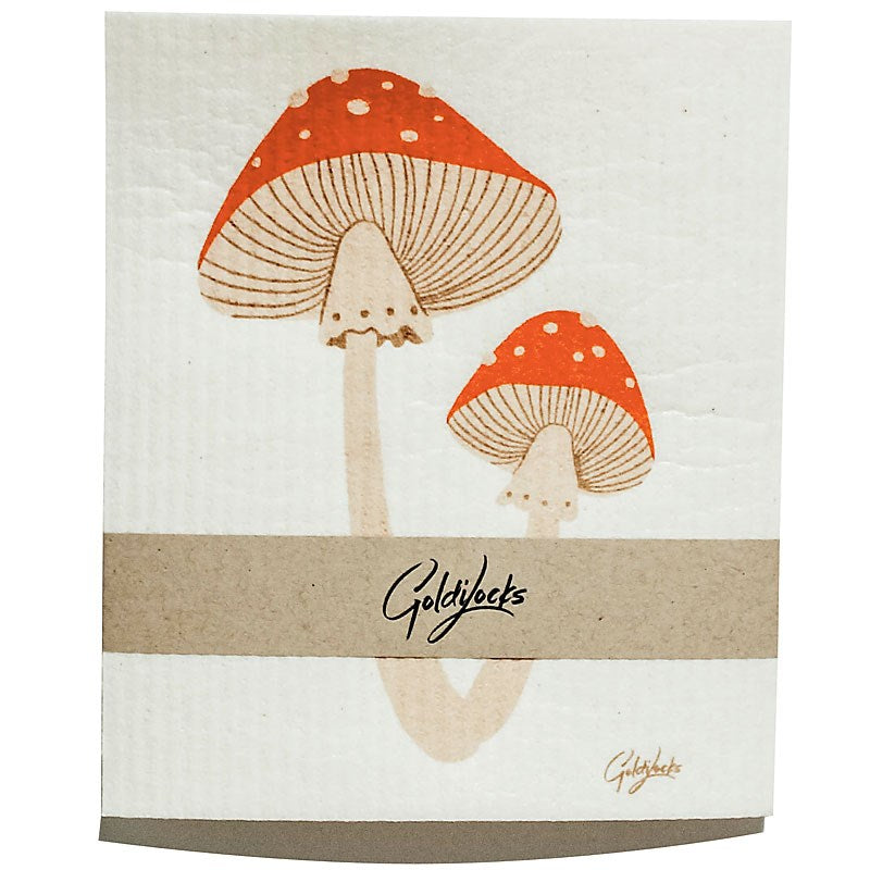 Goldilocks Goods Swedish Dishcloth – Mushrooms (shown with band as received)
