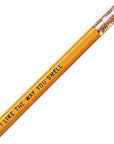 Rani Ban Co I like The Way You Smell Pencil – Yellow closer view of the imprinted words