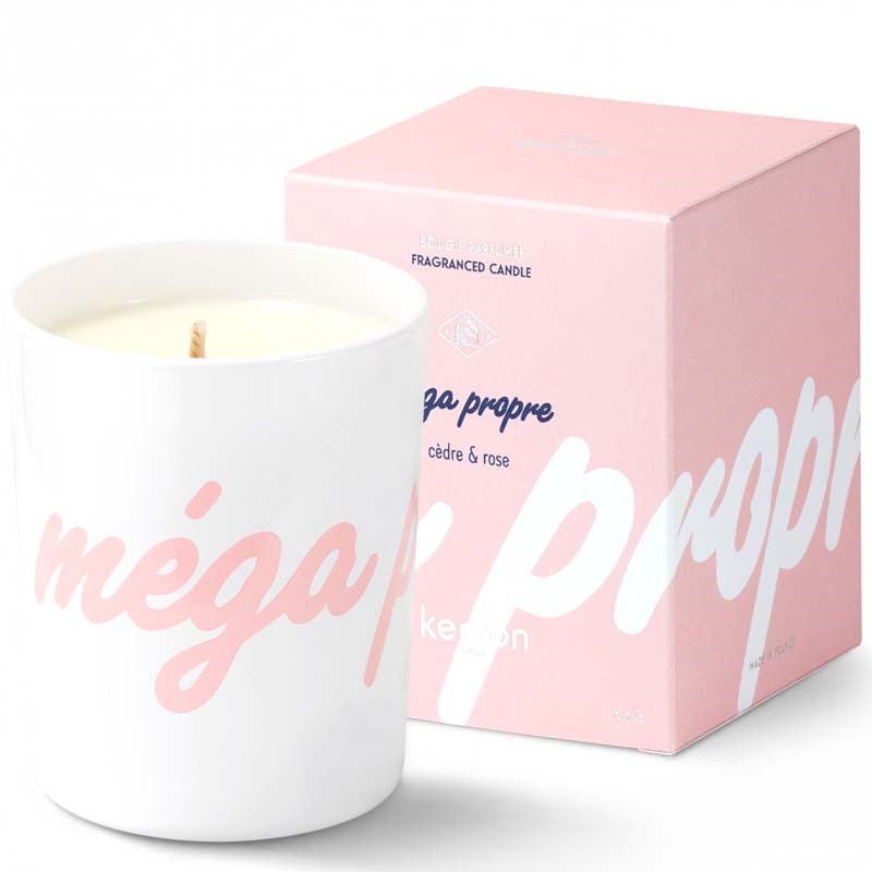 Kerzon Fragranced Candle Mega Propre (Cedar &amp; Rose) (6.5 oz) with box