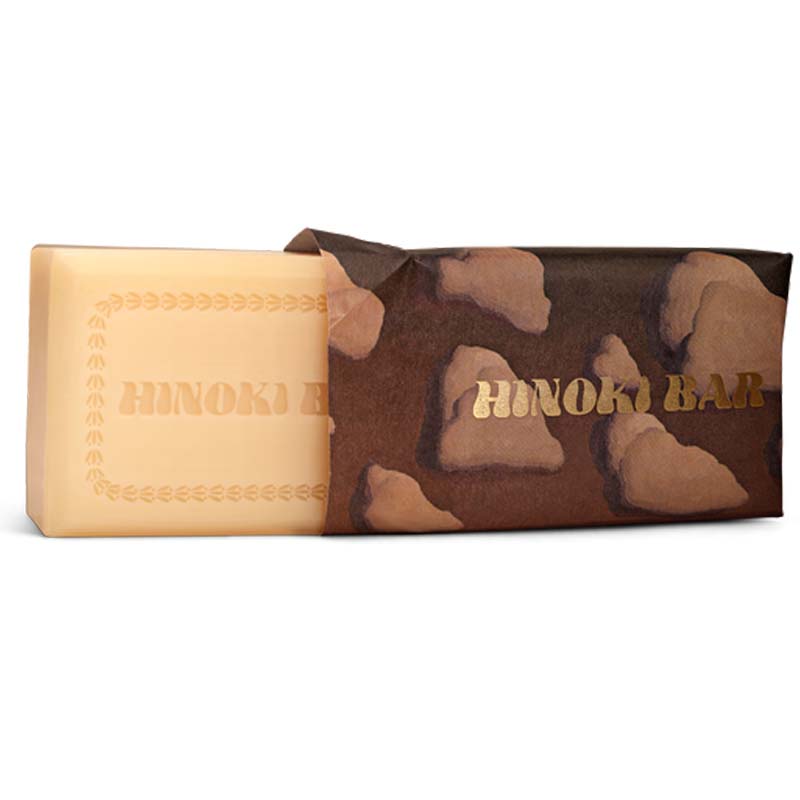 Wonder Valley Hinoki Oil Bar Soap-half in wrapper