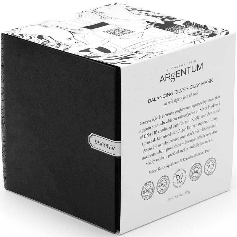 Argentum Apothecary le masque infini, clay mask-photo of the back of the box with details