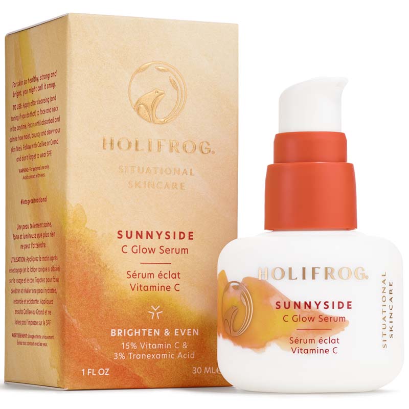 HoliFrog Sunnyside C Glow Serum showing with packaging and product