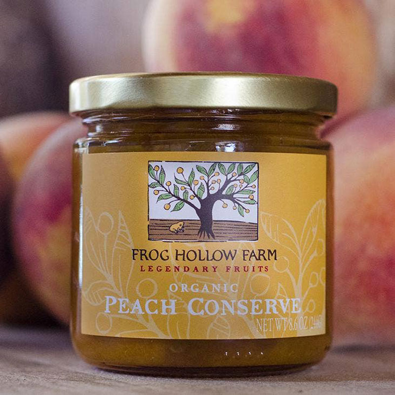 Frog Hollow Farm Organic Peach Conserve picture with peaches in the background