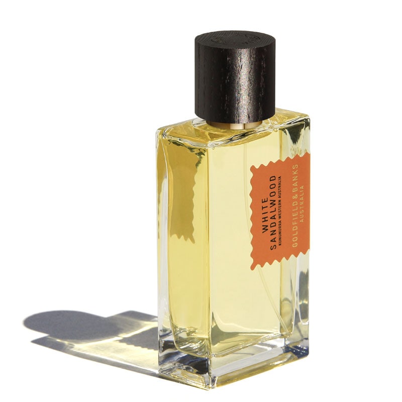Goldfield &amp; Banks White Sandalwood Perfume showing with a shadow