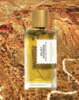 Mood shot of Goldfield & Banks Velvet Splendour Perfume 100 ml with desert mountain in the background