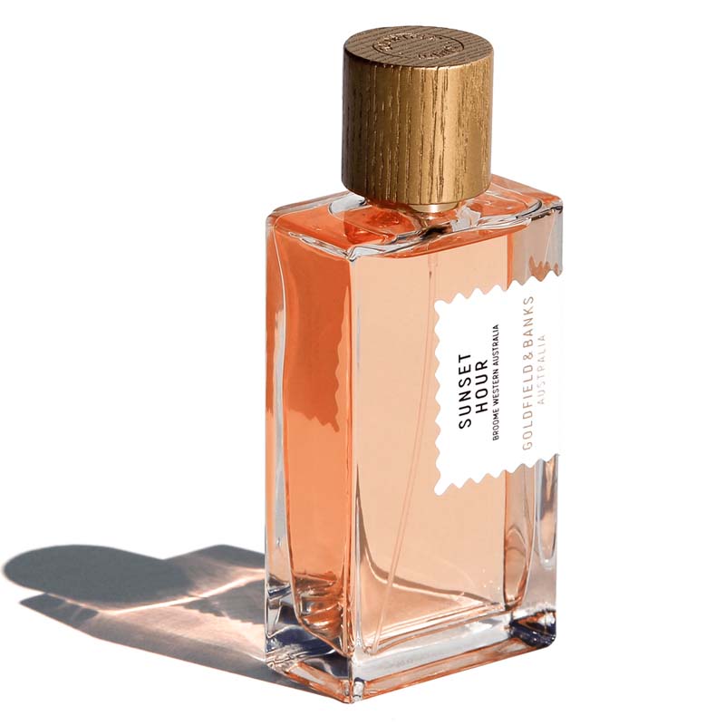 Goldfield &amp; Banks Sunset Hour Perfume 100 ml shown with a shadow at a slight angle