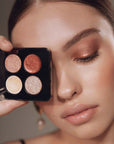 Roen Beauty Mood 4 Ever Eye Shadow Palette showing palette in front of models face