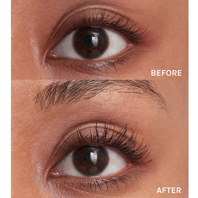 Roen Beauty Cake Mascara showing before and after 