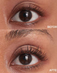 Roen Beauty Cake Mascara showing before and after 