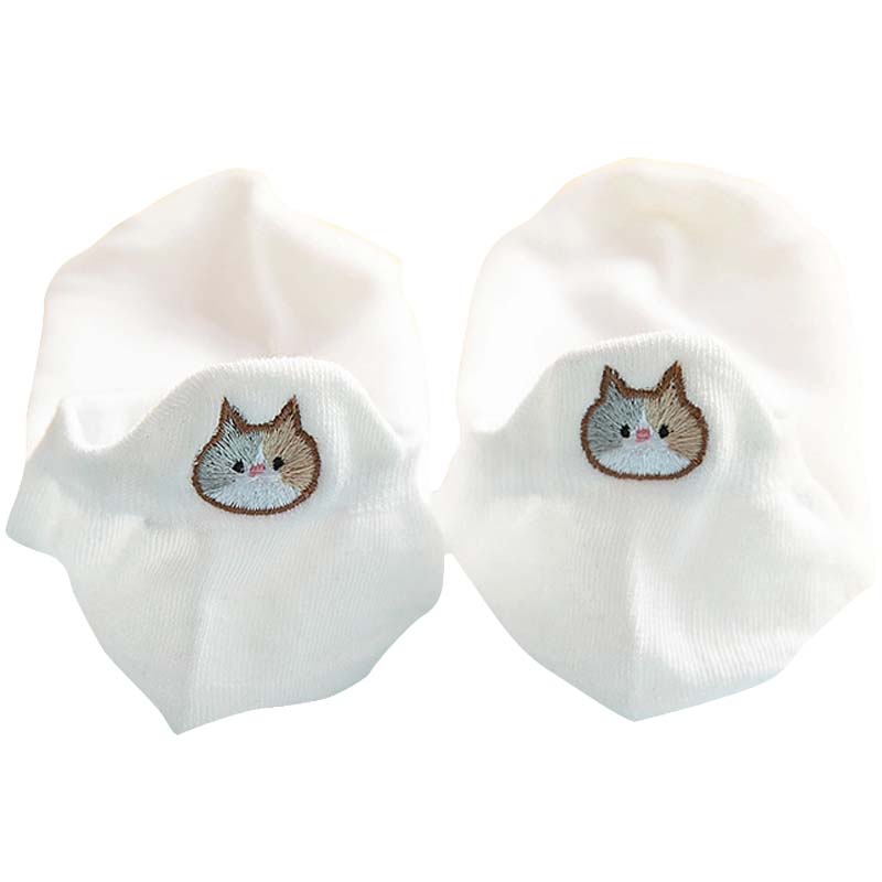 Tites Chaussettes Languette Chat Blanc - Cat Socks 1 pr