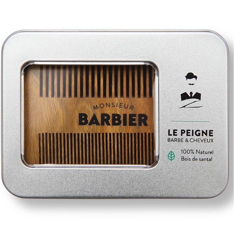 Monsieur Barbier Beard Comb – Sandalwood Comb showing in package closed
