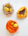 Goldilocks Goods Produce Bags: Golden Floral showing all 3 bags with  lemons, pecans and pears
